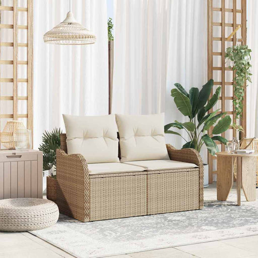 Zahradní sofa s polštářem Béžová 121 x 62 x 69 cm polyratan