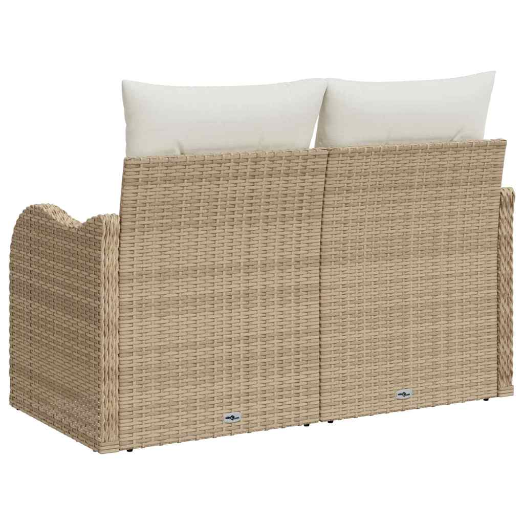 Zahradní sofa s polštářem Béžová 121 x 62 x 69 cm polyratan