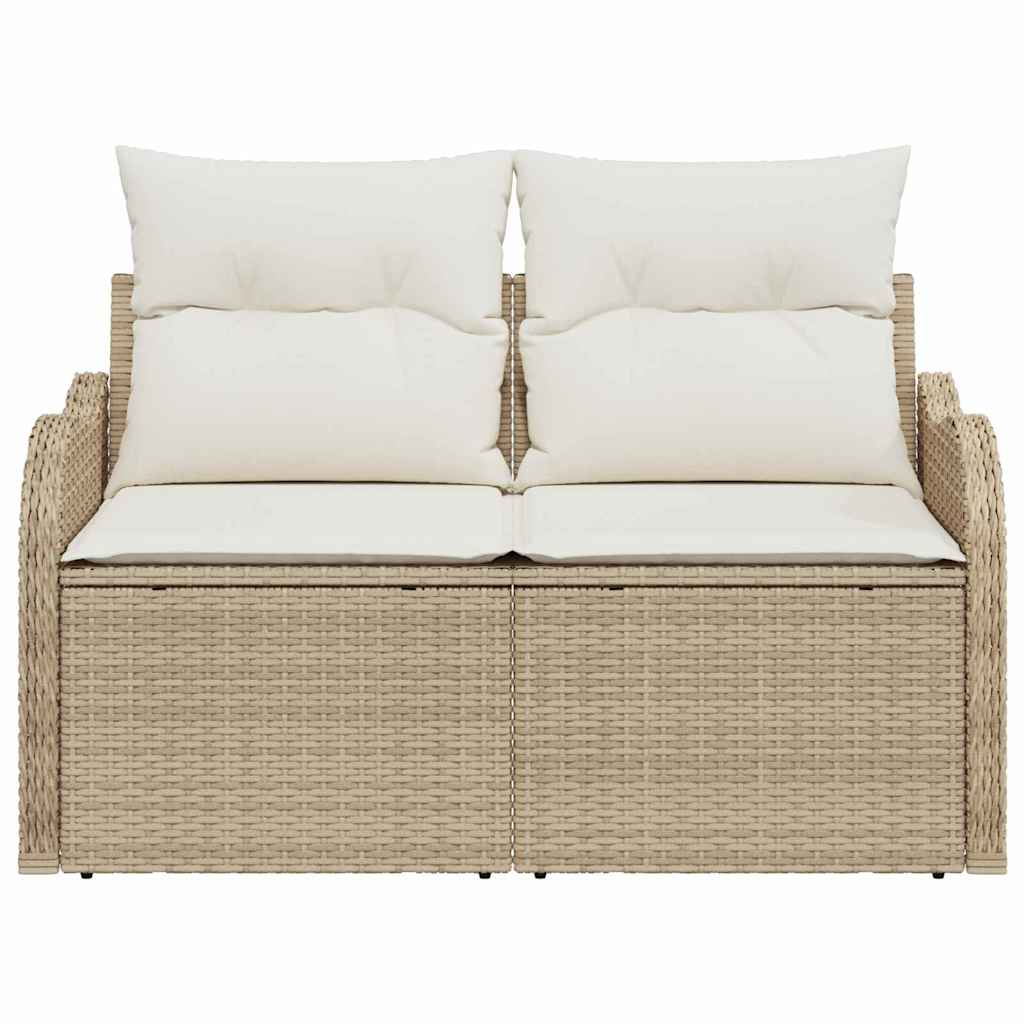 Zahradní sofa s polštářem Béžová 121 x 62 x 69 cm polyratan