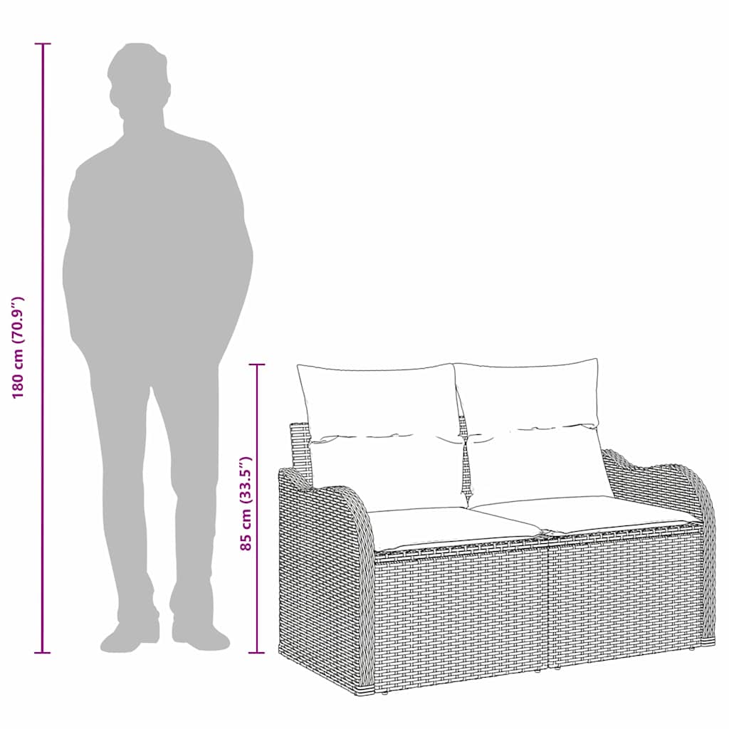 Zahradní sofa Světle šedá 121 x 62 x 69 cm polyratan