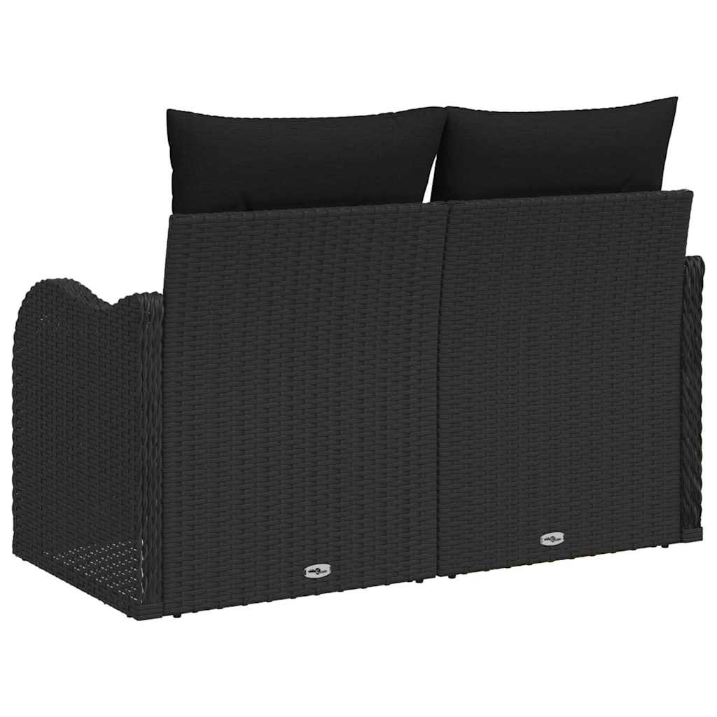 Zahradní sofa s polštářem Černá 121 x 62 x 69 cm polyratan