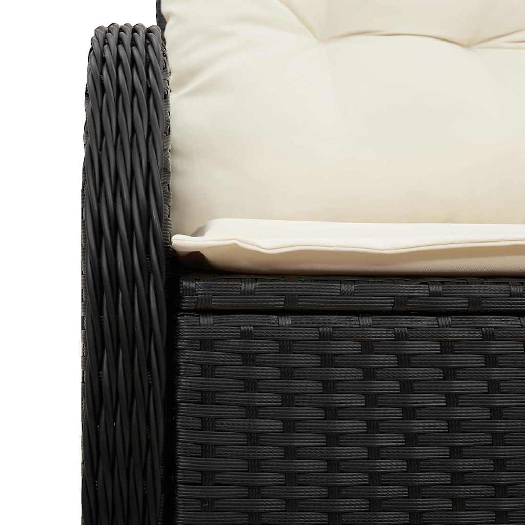 Zahradní sofa s polštářem Černá 121 x 62 x 69 cm polyratan