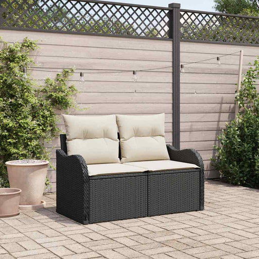 Zahradní sofa s polštářem Černá 121 x 62 x 69 cm polyratan