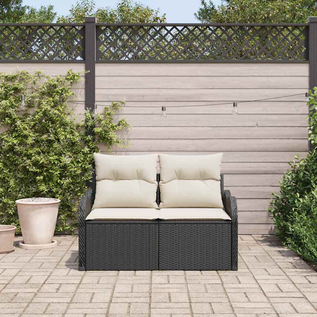Zahradní sofa s polštářem Černá 121 x 62 x 69 cm polyratan