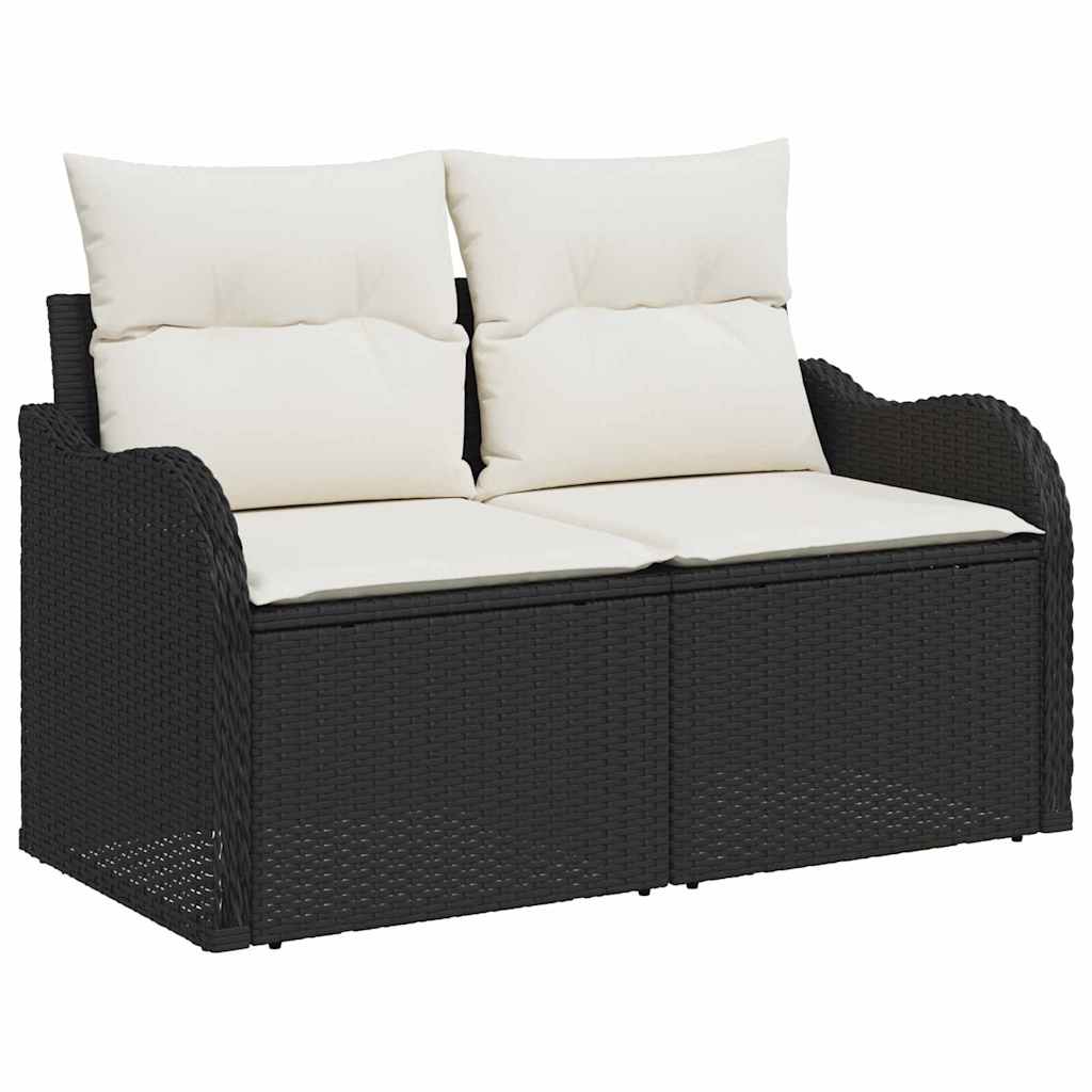 Zahradní sofa s polštářem Černá 121 x 62 x 69 cm polyratan