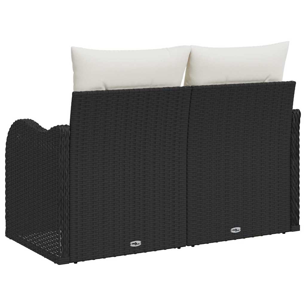 Zahradní sofa s polštářem Černá 121 x 62 x 69 cm polyratan