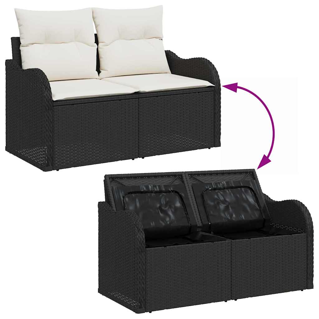 Zahradní sofa s polštářem Černá 121 x 62 x 69 cm polyratan