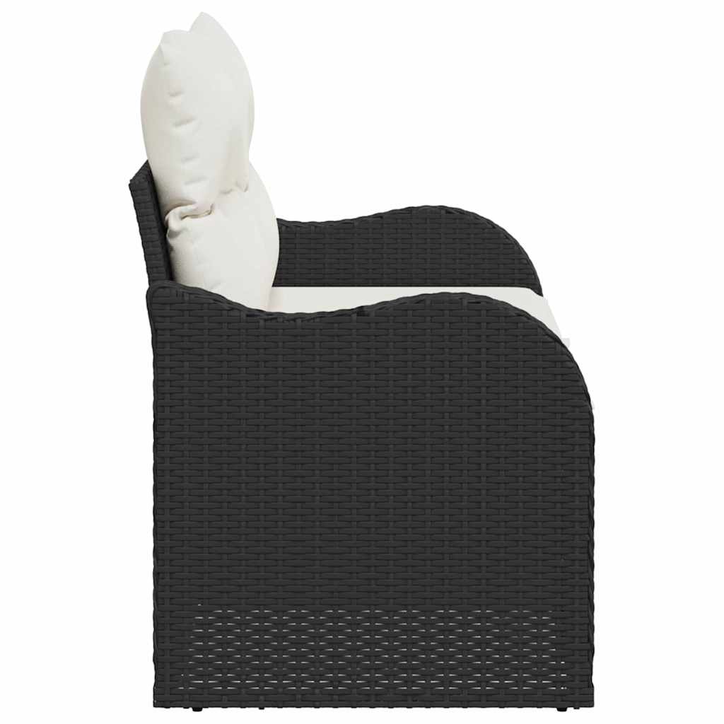 Zahradní sofa s polštářem Černá 121 x 62 x 69 cm polyratan