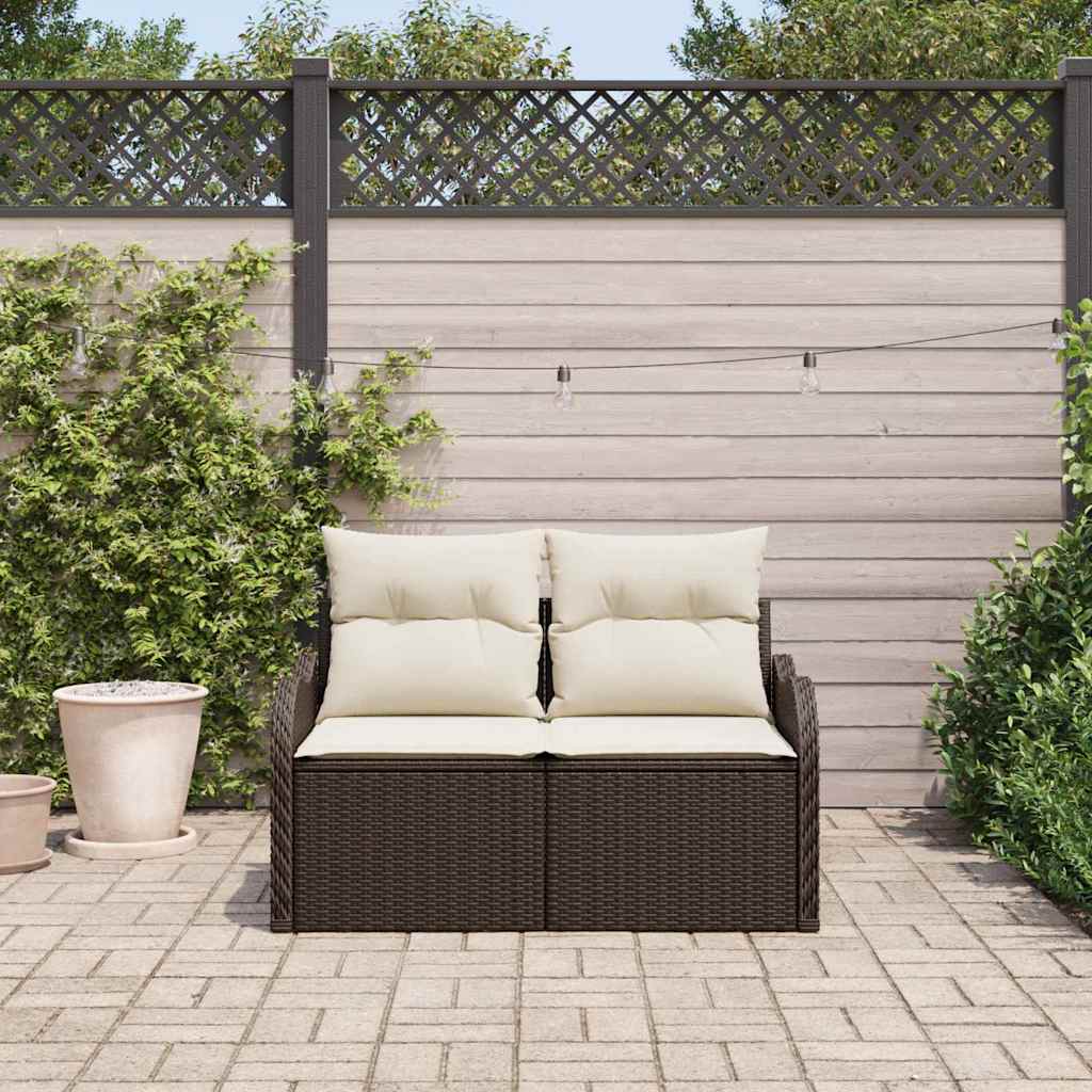 Zahradní sofa s polštářem Hnědá 121 x 62 x 69 cm polyratan