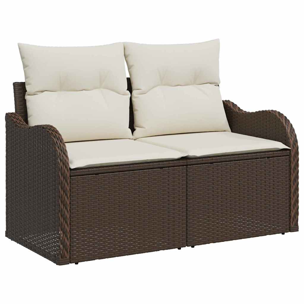 Zahradní sofa s polštářem Hnědá 121 x 62 x 69 cm polyratan
