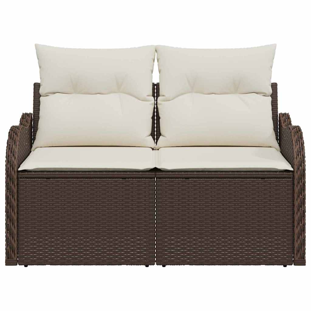 Zahradní sofa s polštářem Hnědá 121 x 62 x 69 cm polyratan