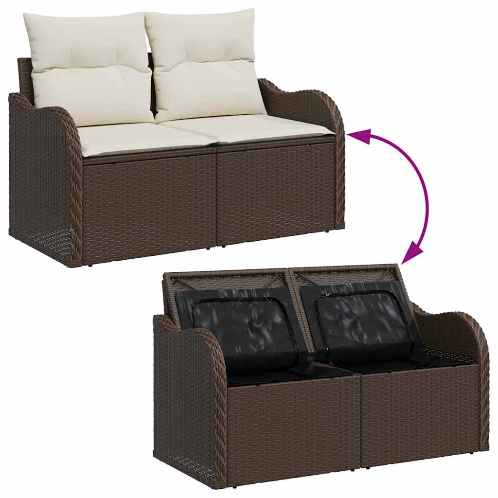 Zahradní sofa s polštářem Hnědá 121 x 62 x 69 cm polyratan