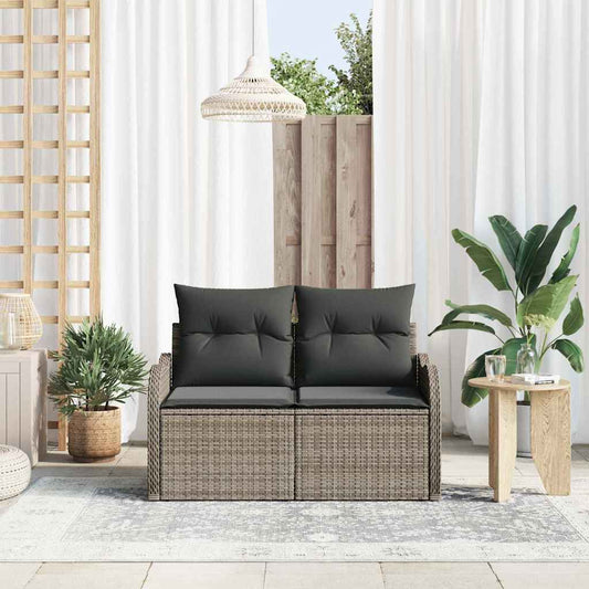 Zahradní sofa s polštářem Šedá 121 x 62 x 69 cm polyratan