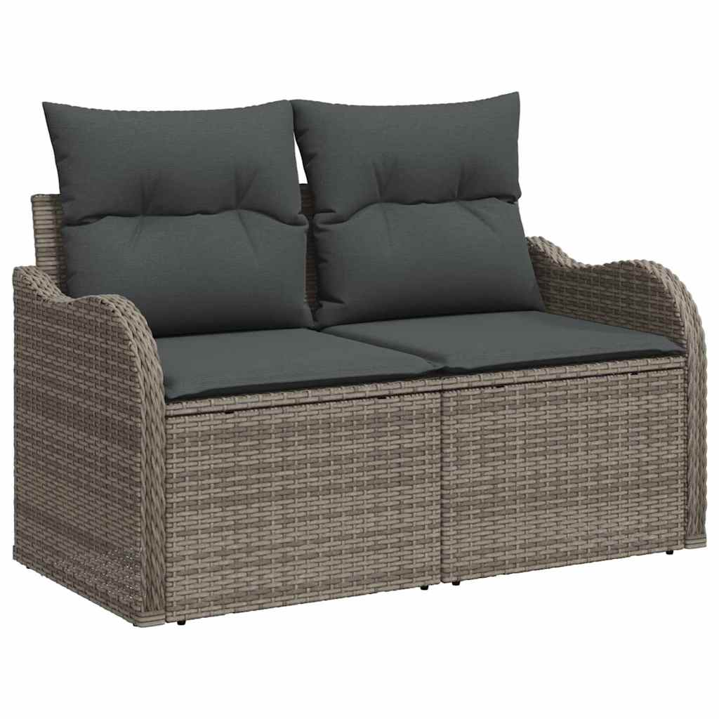 Zahradní sofa s polštářem Šedá 121 x 62 x 69 cm polyratan