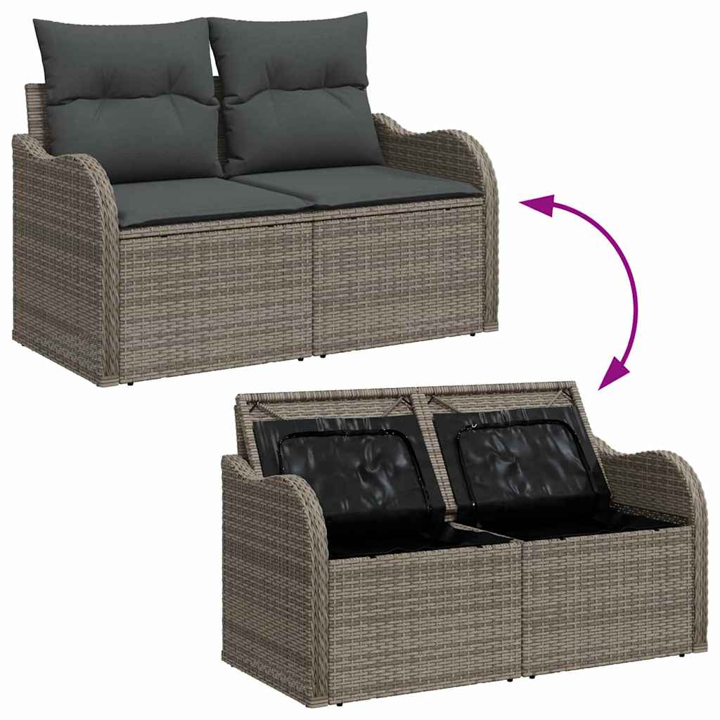 Zahradní sofa s polštářem Šedá 121 x 62 x 69 cm polyratan
