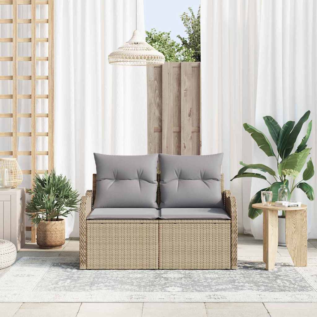 Zahradní sofa s polštářem Béžová 121 x 62 x 69 cm polyratan