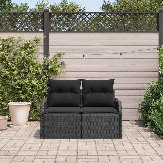 Zahradní sofa s polštářem Černá 121 x 62 x 69 cm polyratan