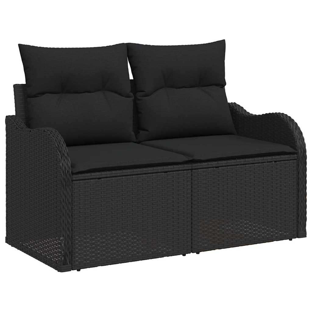 Zahradní sofa s polštářem Černá 121 x 62 x 69 cm polyratan