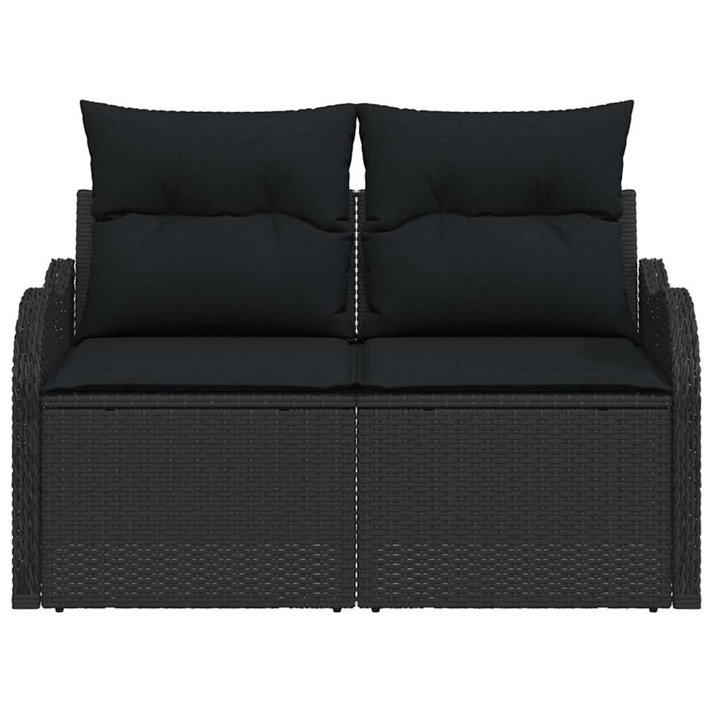 Zahradní sofa s polštářem Černá 121 x 62 x 69 cm polyratan