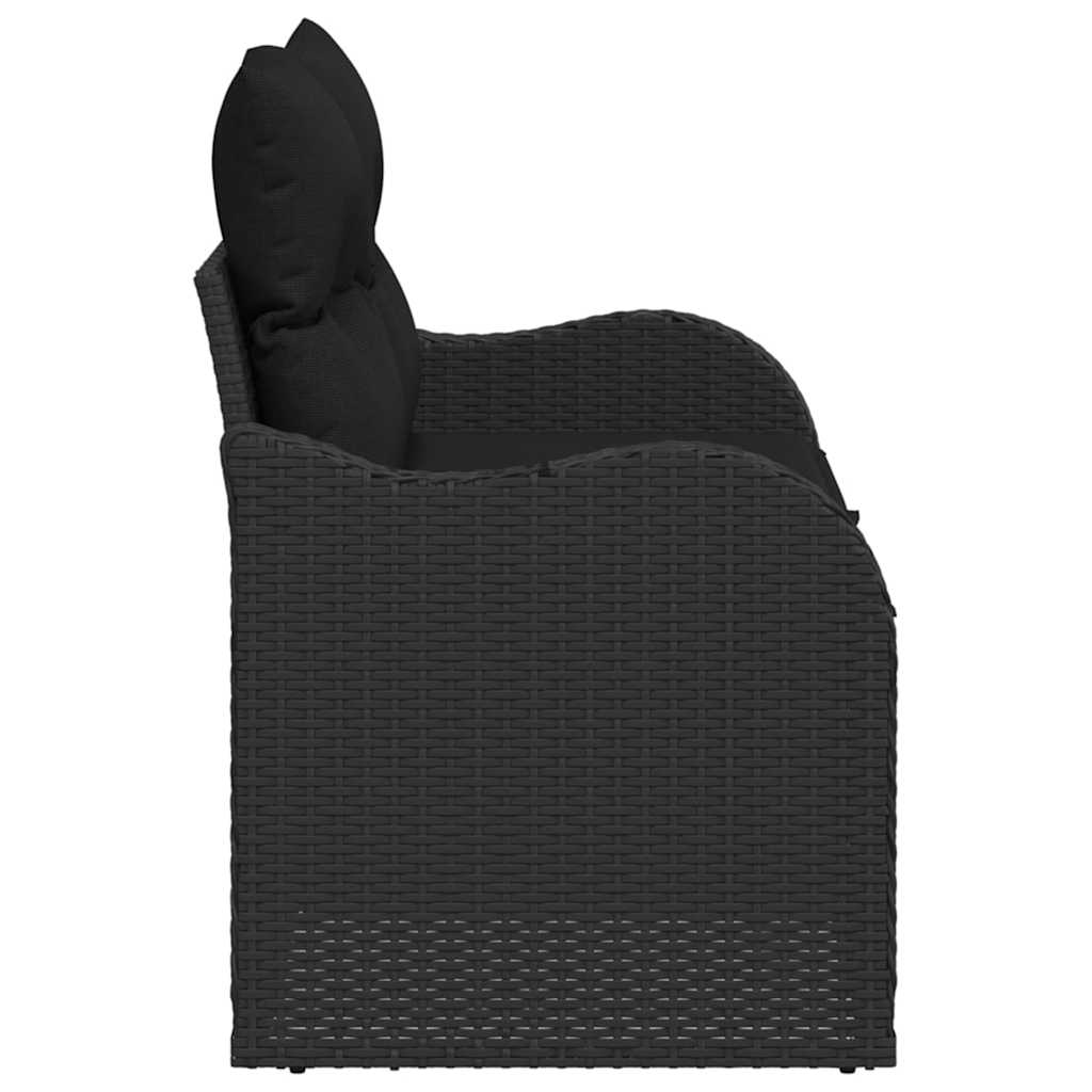 Zahradní sofa s polštářem Černá 121 x 62 x 69 cm polyratan