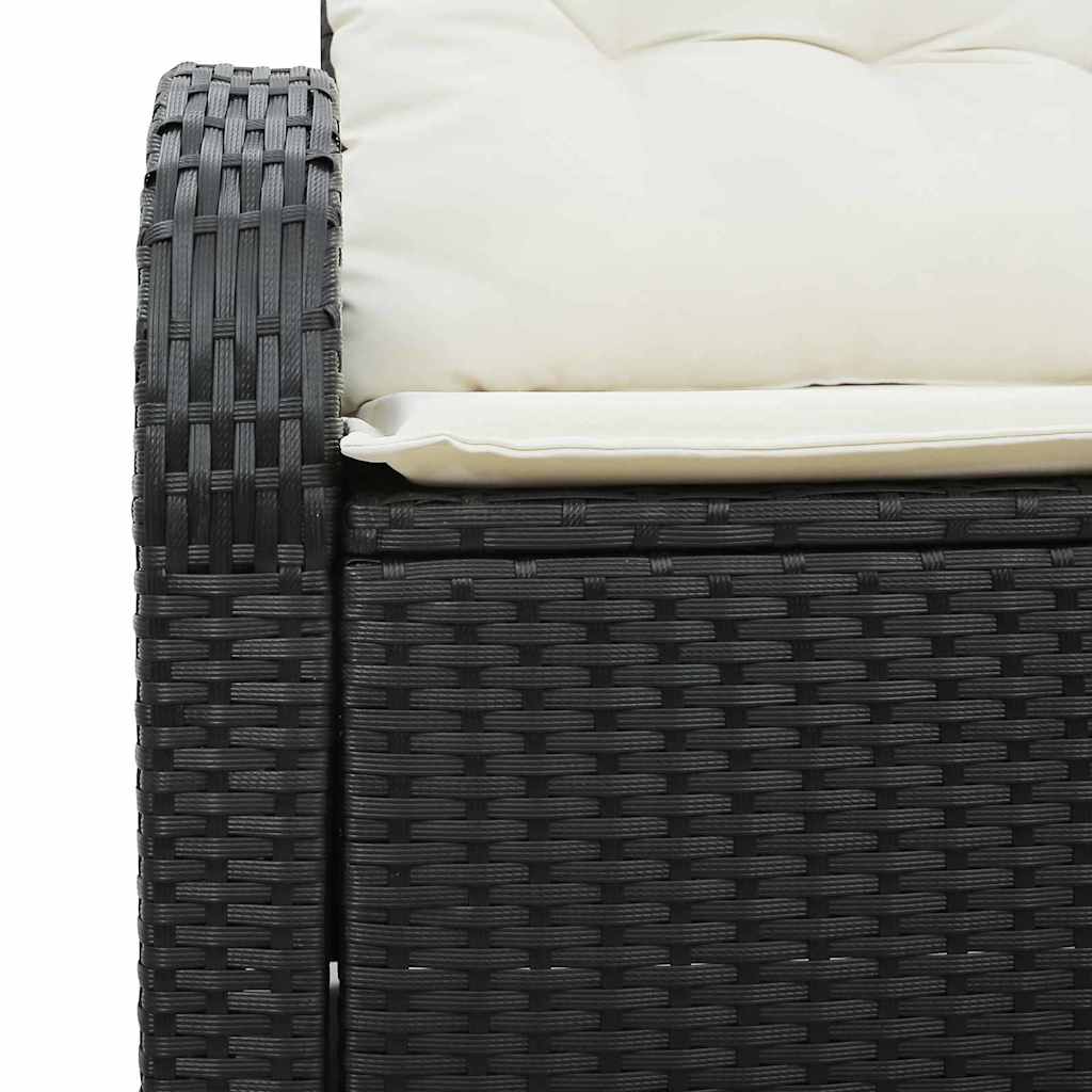 Zahradní sofa s polštářem Černá 124 x 62 x 69cm polyratan
