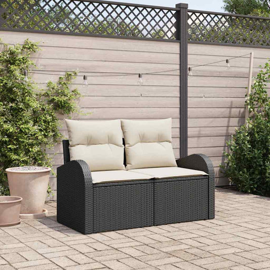 Zahradní sofa s polštářem Černá 124 x 62 x 69cm polyratan