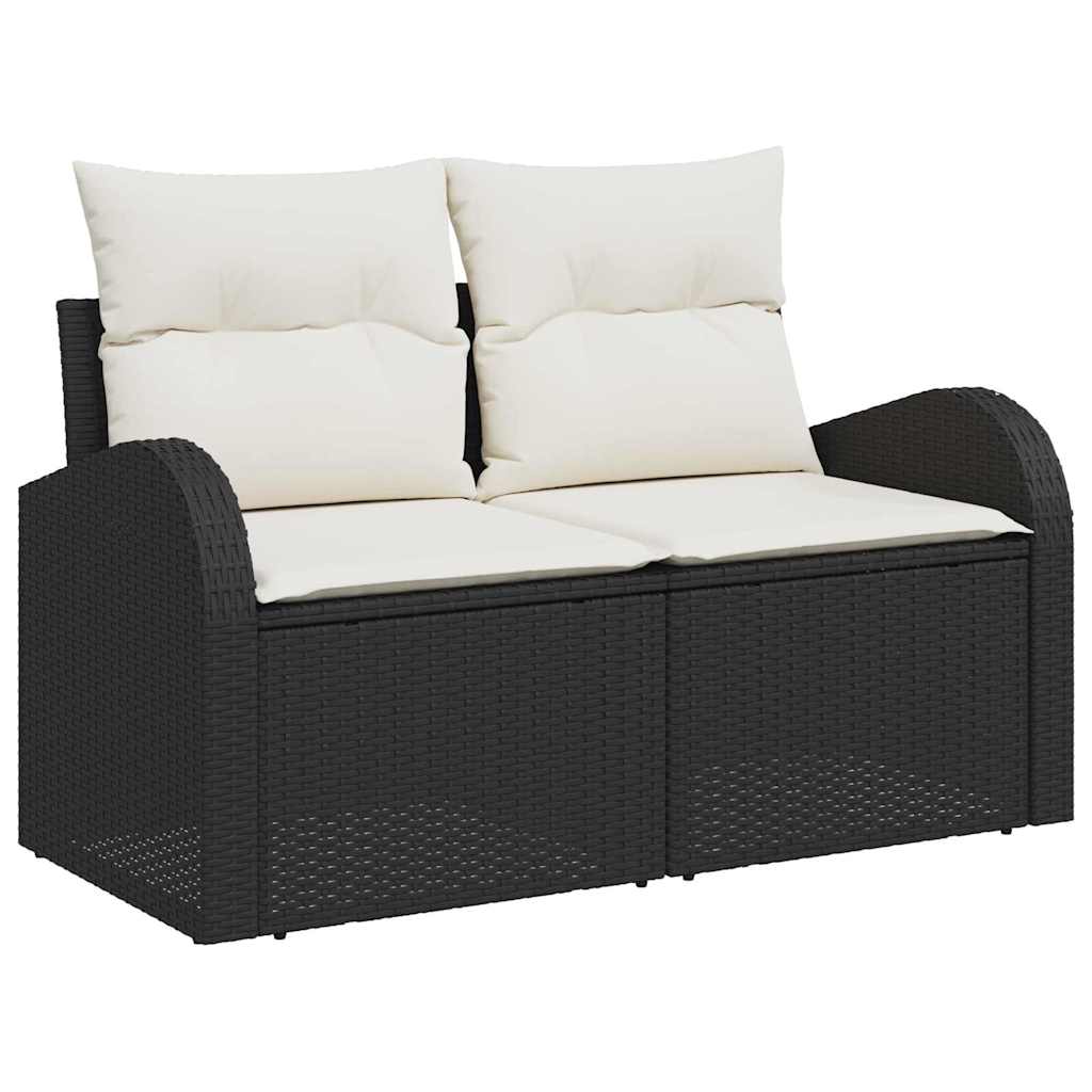 Zahradní sofa s polštářem Černá 124 x 62 x 69cm polyratan