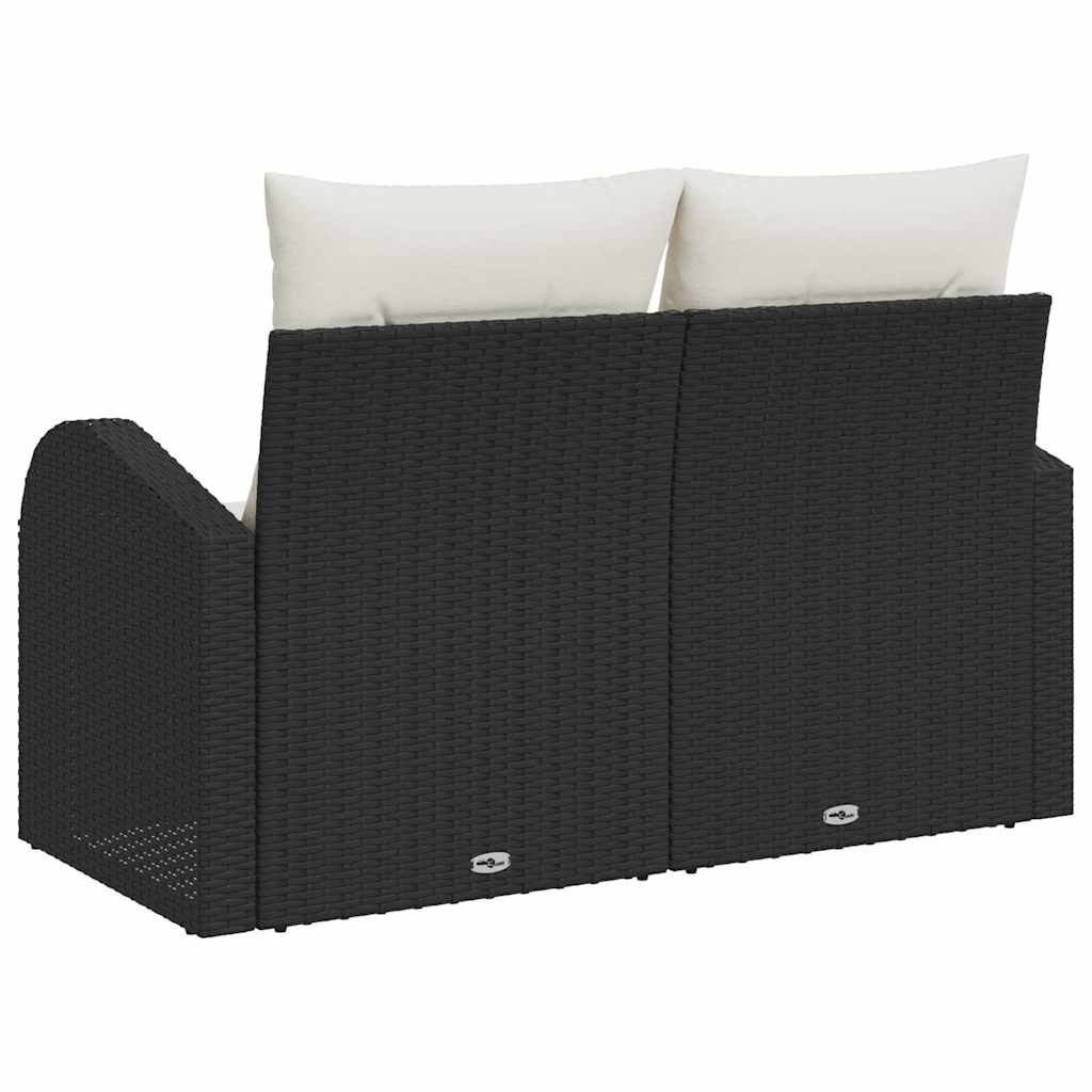 Zahradní sofa s polštářem Černá 124 x 62 x 69cm polyratan