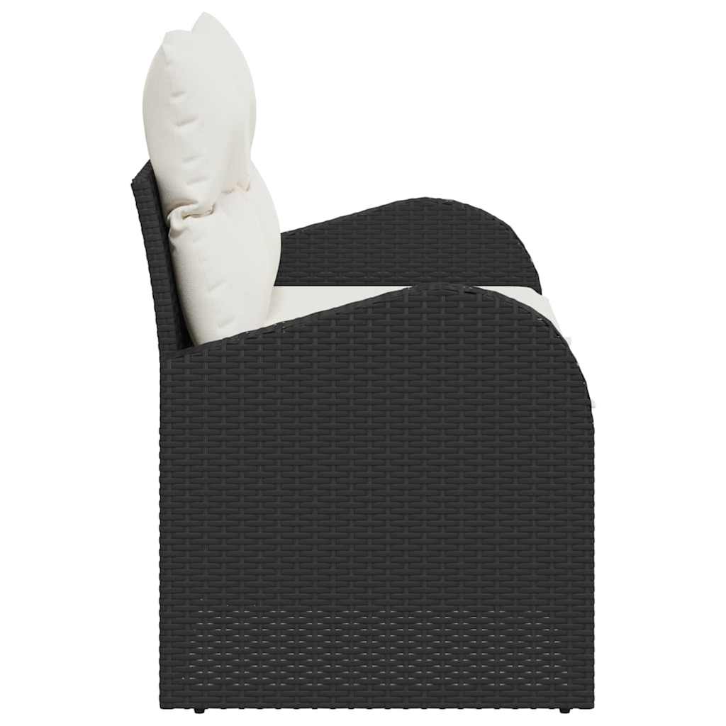 Zahradní sofa s polštářem Černá 124 x 62 x 69cm polyratan