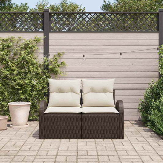 Zahradní sofa s polštářem Hnědá 124 x 62 x 69cm polyratan