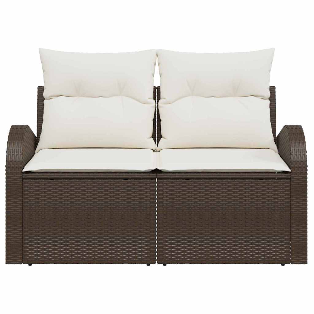 Zahradní sofa s polštářem Hnědá 124 x 62 x 69cm polyratan