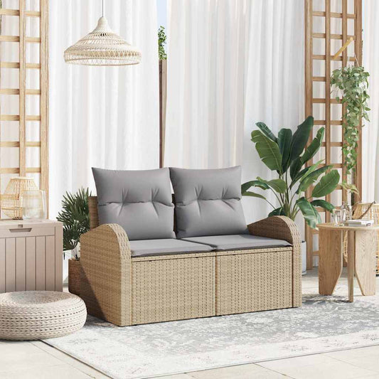 Zahradní sofa s polštářem Béžová 124 x 62 x 69cm polyratan