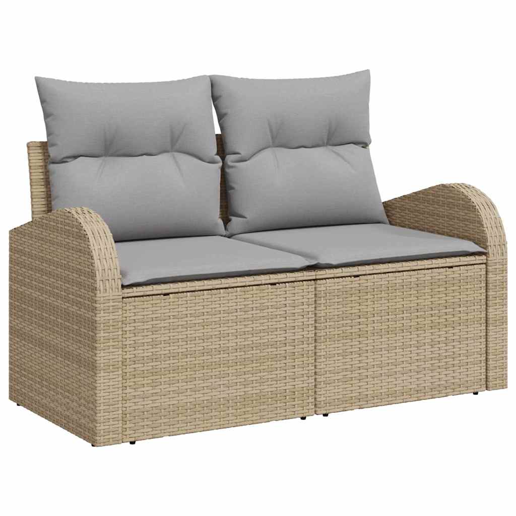 Zahradní sofa s polštářem Béžová 124 x 62 x 69cm polyratan