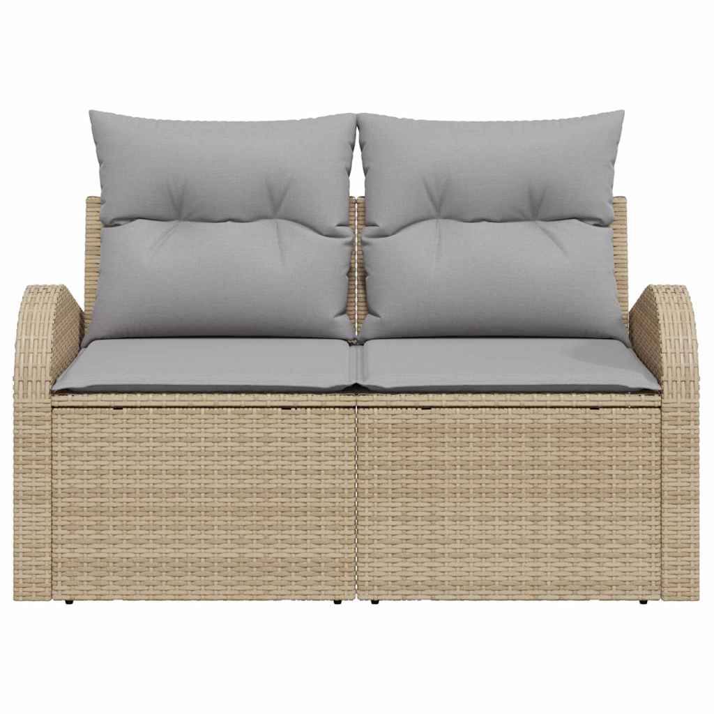 Zahradní sofa s polštářem Béžová 124 x 62 x 69cm polyratan