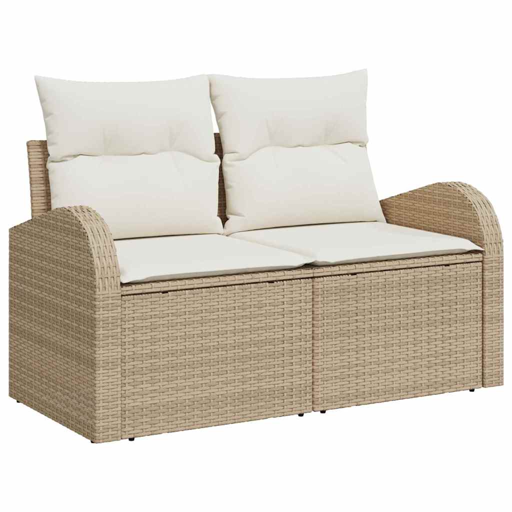 Zahradní sofa s polštářem Béžová 124 x 62 x 69cm polyratan