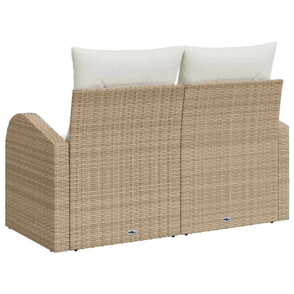 Zahradní sofa s polštářem Béžová 124 x 62 x 69cm polyratan