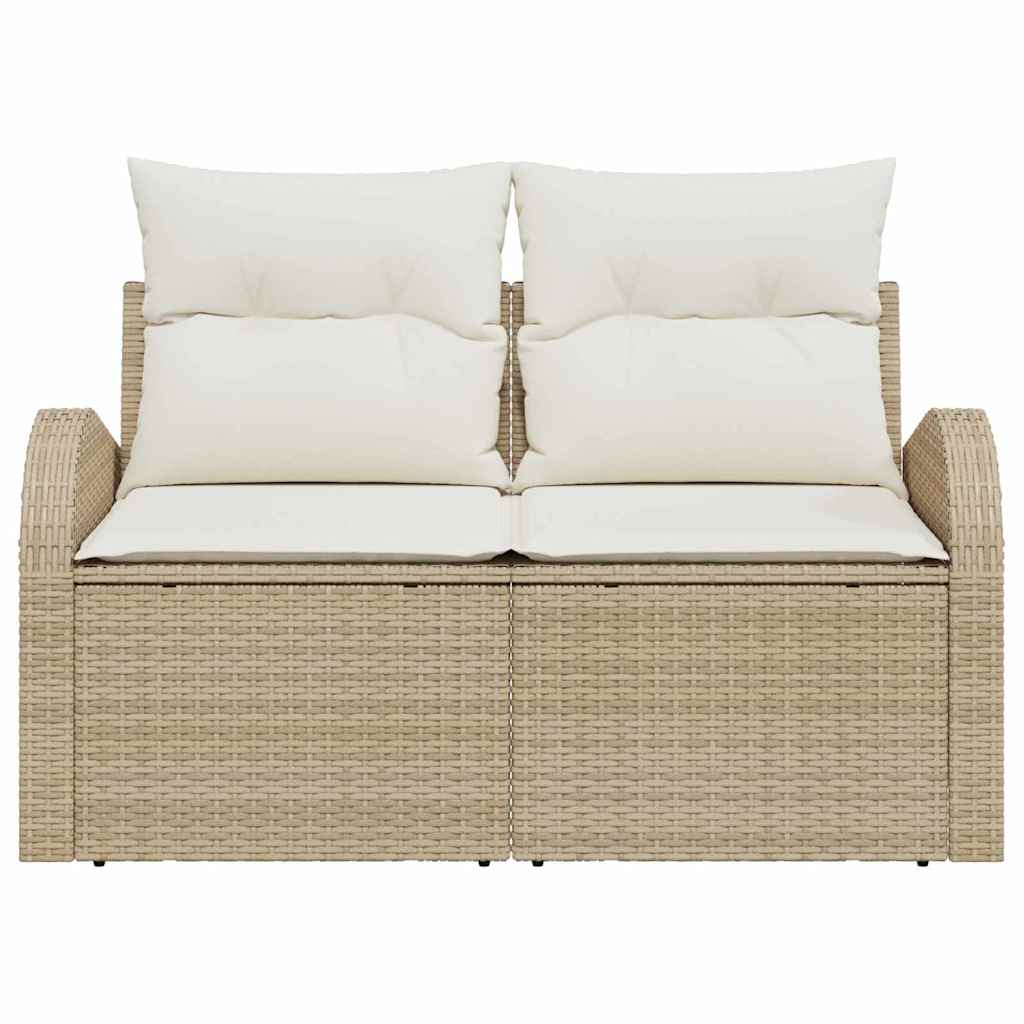 Zahradní sofa s polštářem Béžová 124 x 62 x 69cm polyratan