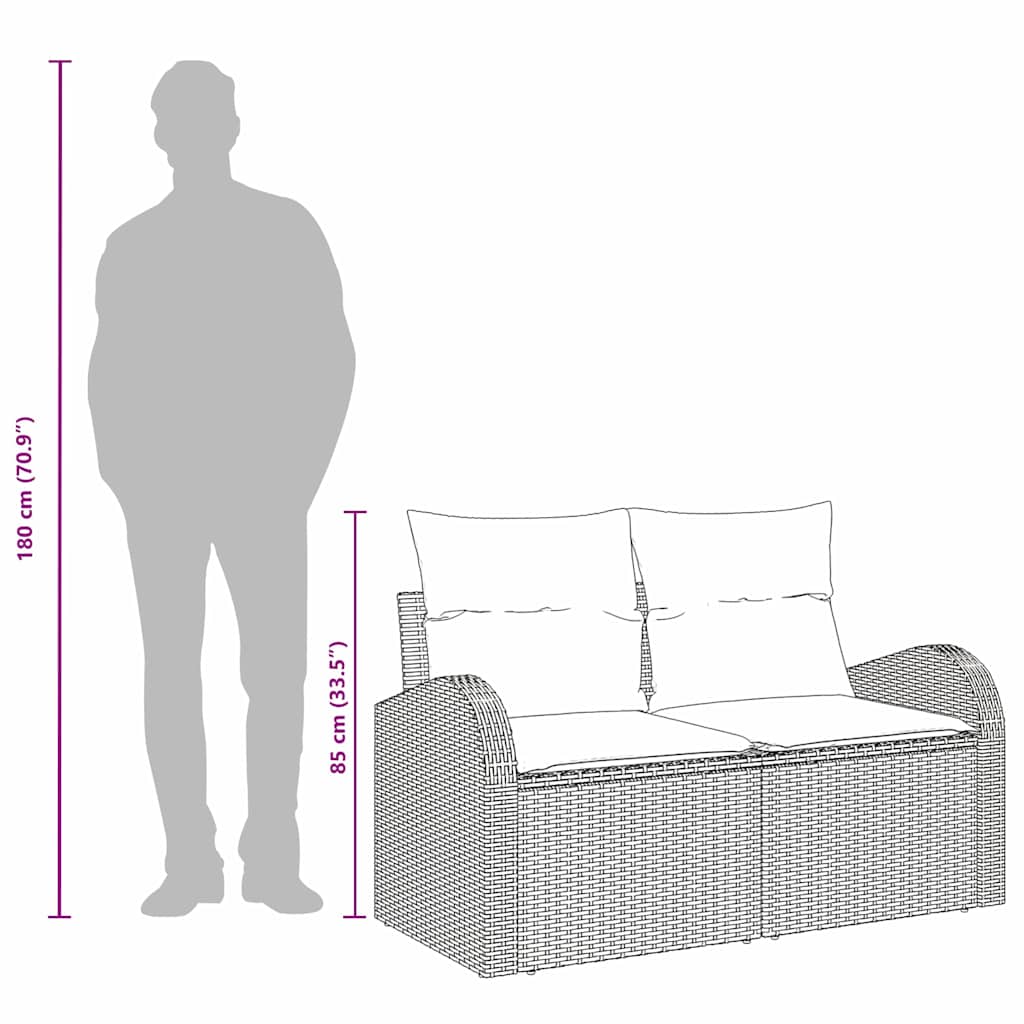 Zahradní sofa s polštářem Béžová 124 x 62 x 69cm polyratan