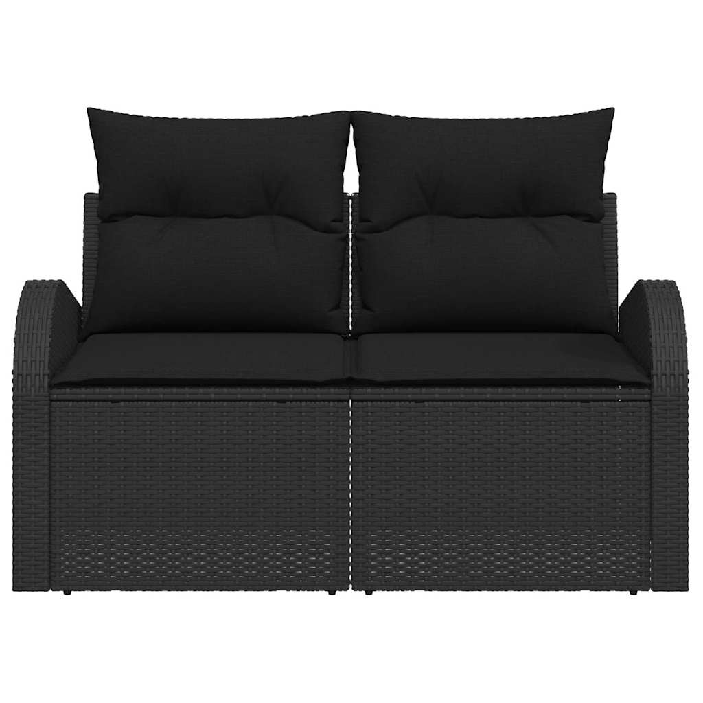 Zahradní sofa s polštářem Černá 124 x 62 x 69cm polyratan