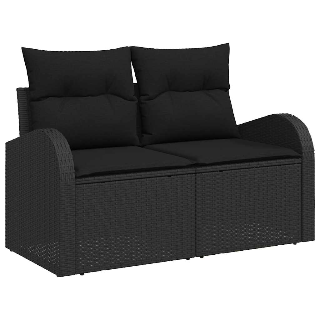 Zahradní sofa s polštářem Černá 124 x 62 x 69cm polyratan