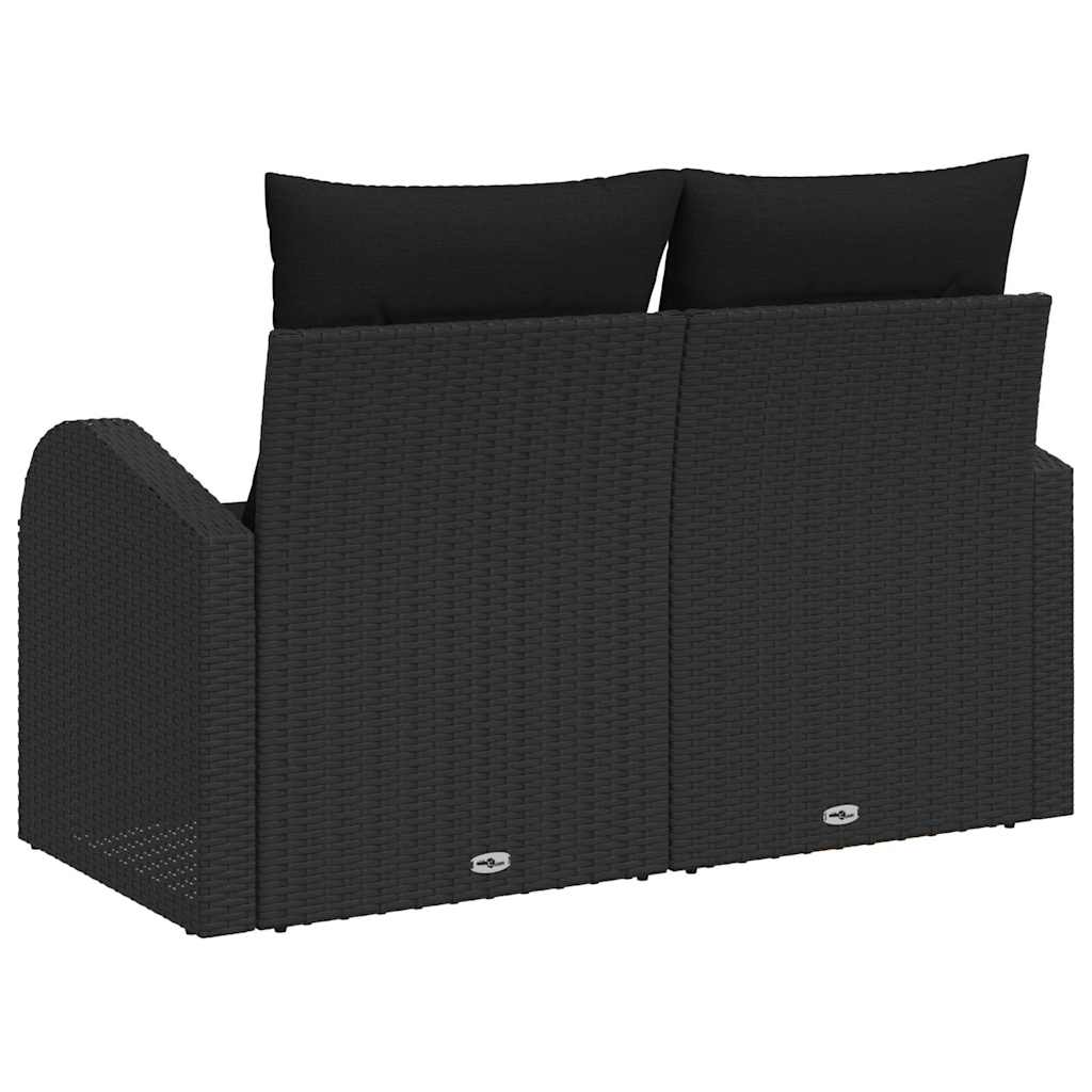 Zahradní sofa s polštářem Černá 124 x 62 x 69cm polyratan