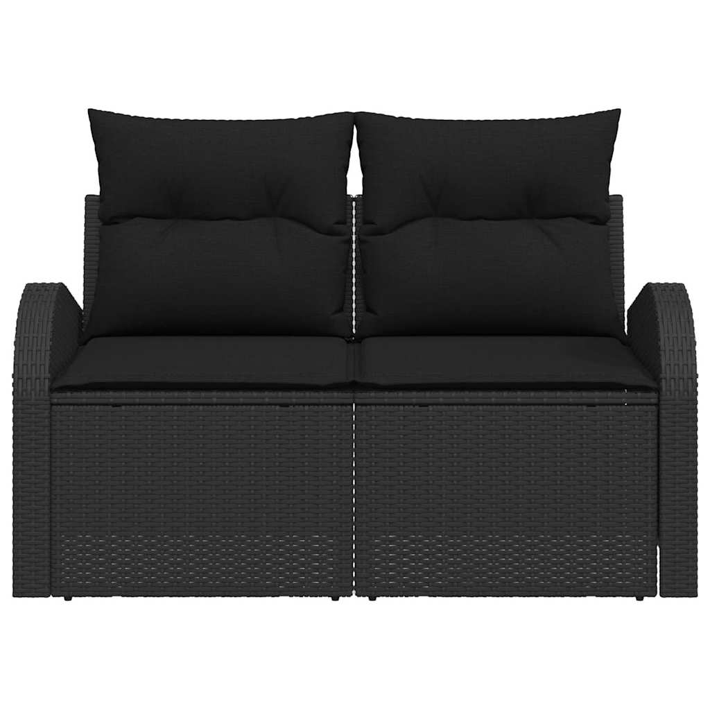 Zahradní sofa s polštářem Černá 124 x 62 x 69cm polyratan