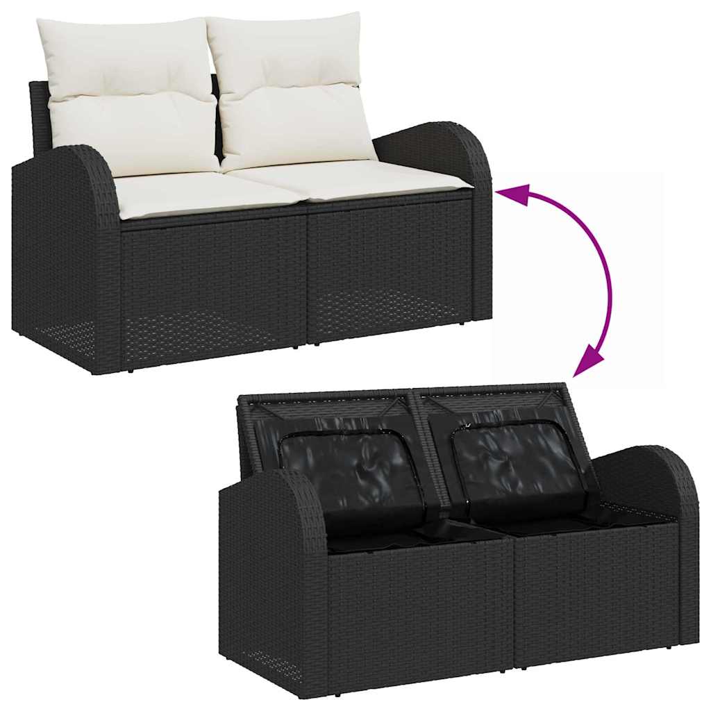 Zahradní sofa Černá 124 x 62 x 69cm polyratan