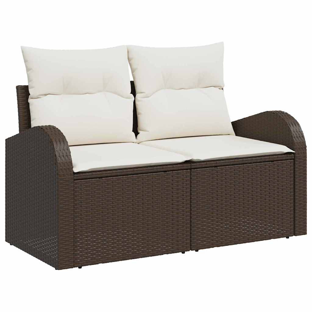 Zahradní sofa s polštářem Hnědá 124 x 62 x 69cm polyratan