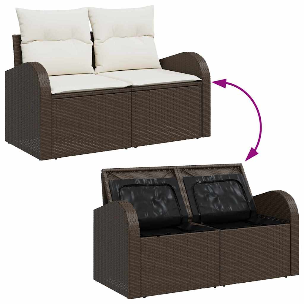 Zahradní sofa s polštářem Hnědá 124 x 62 x 69cm polyratan