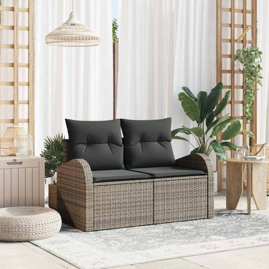 Zahradní sofa s polštářem Šedá 124 x 62 x 69cm polyratan