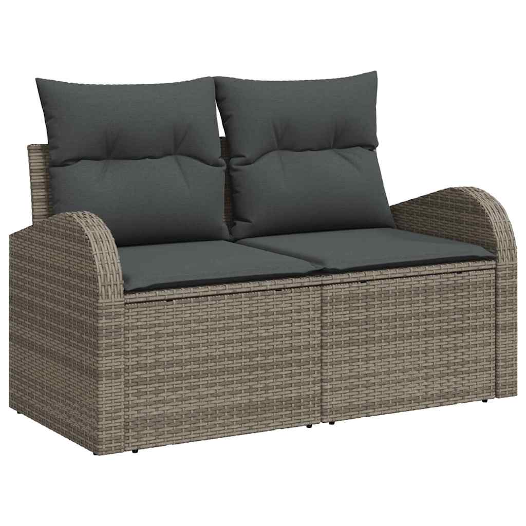 Zahradní sofa s polštářem Šedá 124 x 62 x 69cm polyratan