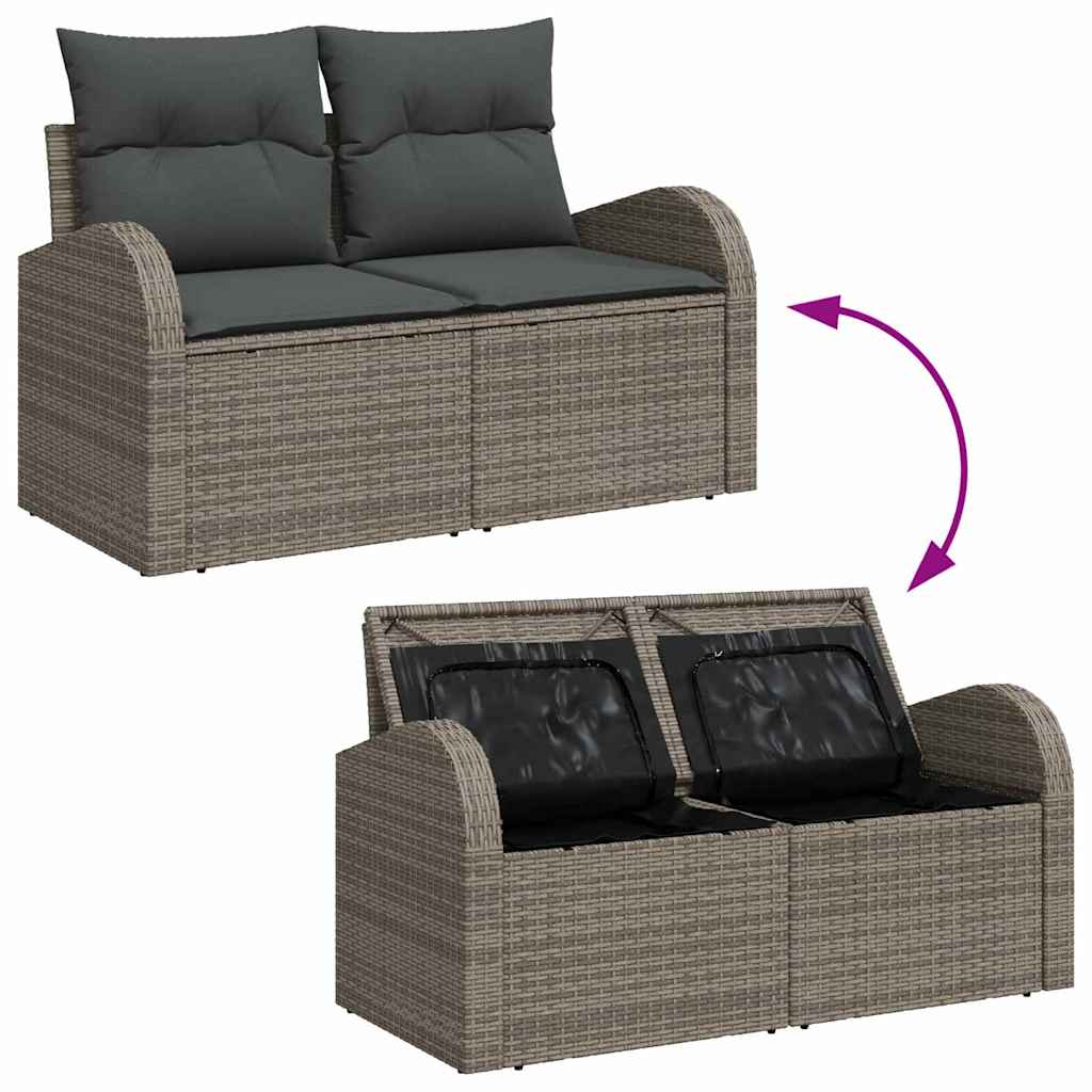 Zahradní sofa s polštářem Šedá 124 x 62 x 69cm polyratan