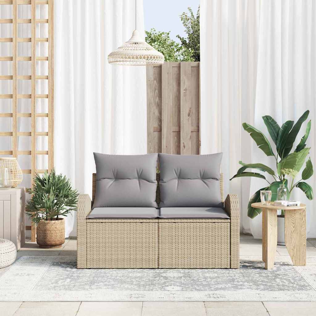 Zahradní sofa s polštářem Béžová 124 x 62 x 69cm polyratan