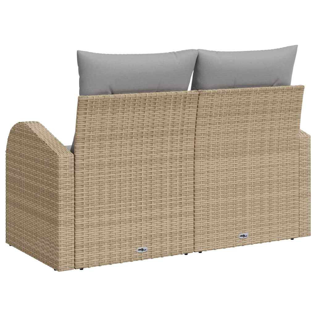 Zahradní sofa s polštářem Béžová 124 x 62 x 69cm polyratan
